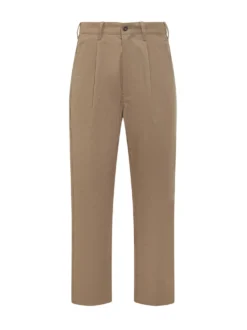 Relaxed Cotton Pants with Front Pleat