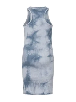 Ribbed Dress with Off Stamp Print