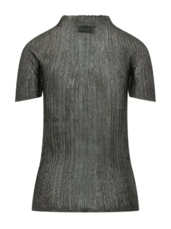 Ribbed High Neck Knit Top