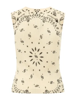 Ribbed Knit Top with Bandana Motif