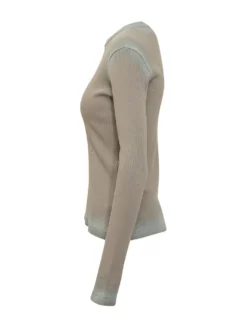 Ribbed Long Sleeve Top with Logo