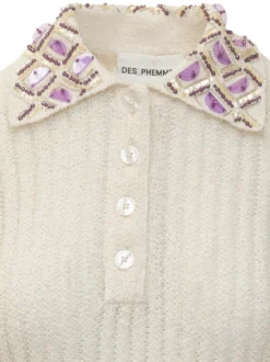Ribbed Polo Shirt with Collar and Buttons
