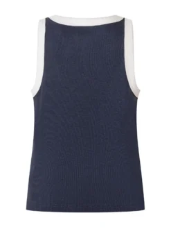 Ribbed Sleeveless Top with Embroidery