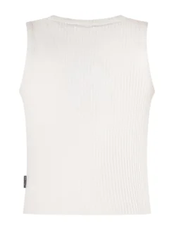 Ribbed Sleeveless Top with Logo