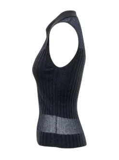 Ribbed Tank Top with Wavy Hem