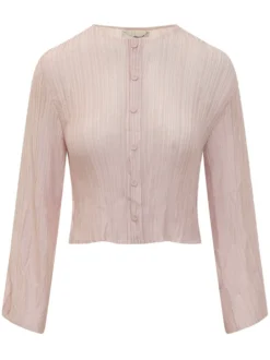Ribbed Top with Buttons and Long Sleeves