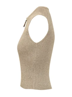 Ribbed Zip Tank Top