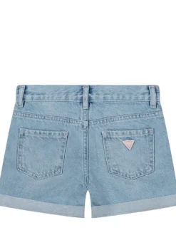 Rigid Denim Shorts with Floral Embroidery