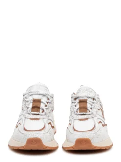 Running Sneaker in Leather and Crackle-Effect Fabric