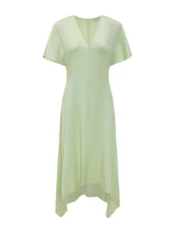 Satin Dress with V-Neck