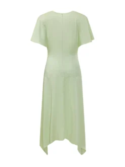Satin Dress with V-Neck