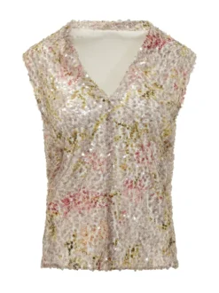 Sequin Shirt with V Neck