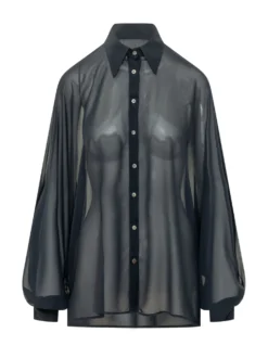 Sheer Button Front Shirt