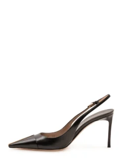 Shiny Slingback Pumps with Pointed Toe