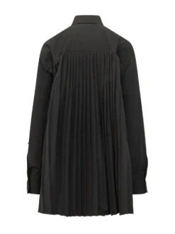 Shirt Dress with Belt and Pleated Hem