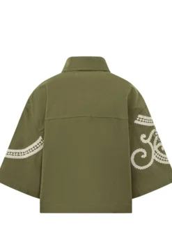 Shirt Jacket with Buttons and Embroidery