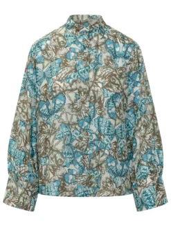 Shirt with Butterfly Print and Classic Collar
