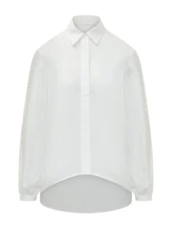 Shirt with Collar and Lace Inserts