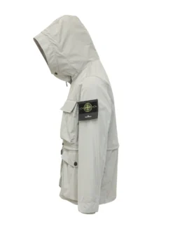 Short Parka con Cappuccio e Tasche Applicate