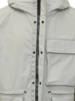 Short Parka con Cappuccio e Tasche Applicate