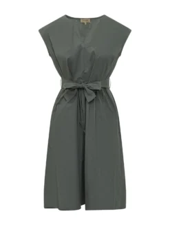 Short Poplin Dress with Belt