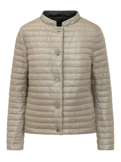 Short Quilted Puffer Jacket with Buttons
