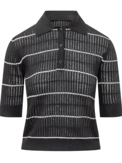 Short Sleeve Knit Top with Collar