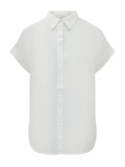 Short Sleeve Linen Shirt with Collar