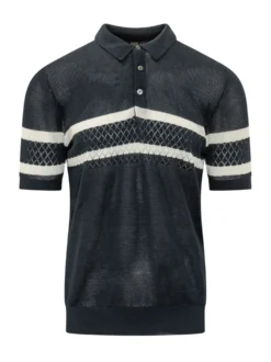 Short Sleeve Mesh Striped Polo