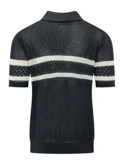 Short Sleeve Mesh Striped Polo
