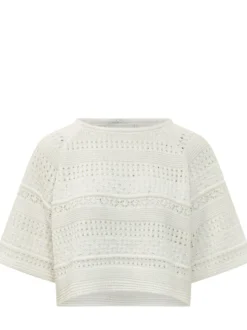 Short Sleeve Openwork Knit Top