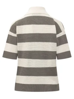 Short Sleeve Polo Shirt with Collar and Striped Pattern