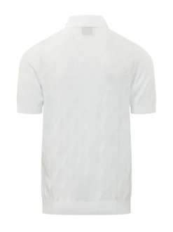 Short Sleeve Polo with Collar and Diamond Pattern