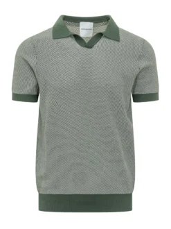 Short Sleeve Polo with Collar and Two Tone Pattern