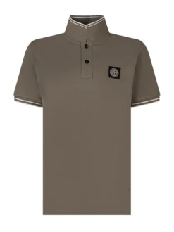 Short Sleeve Polo with Contrast Collar and Logo Patch