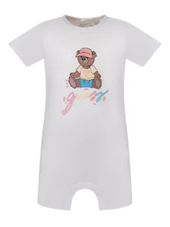 Short Sleeve Romper with Bear Print