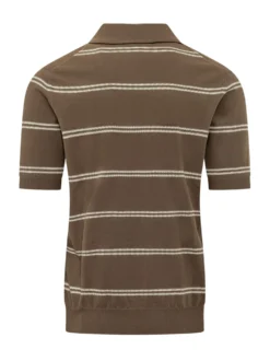 Short Sleeve Striped Polo with V Neck