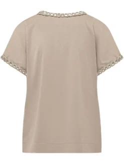 Short Sleeve Top with Chain Neckline