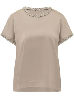 Short Sleeve Top with Chain Neckline