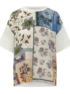 Short Sleeve Top with Floral Patchwork Print