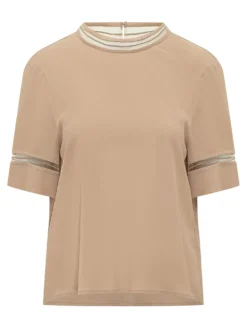 Short Sleeve Top with Inserts