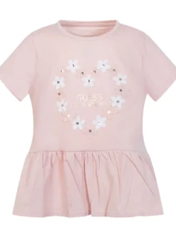 Short Sleeve T-shirt with Ruffle Hem and Floral Print