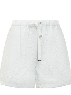 Shorts with Drawstring and Textured Pattern