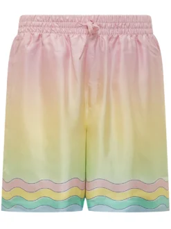 Shorts with Drawstring and Wavy Pattern