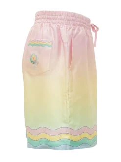 Shorts with Drawstring and Wavy Pattern