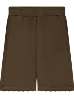 Shorts with Elasticated Waistband and Raw Hem