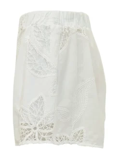 Shorts with Floral Embroidery