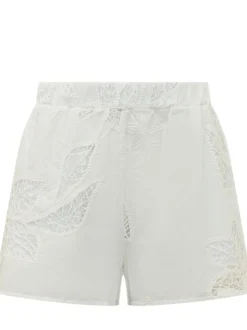 Shorts with Floral Embroidery