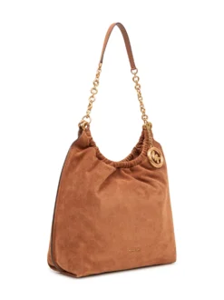 Shoulder Bag with Chain and Drawstring
