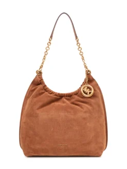 Shoulder Bag with Chain and Drawstring